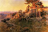 Charles Marion Russell Famous Paintings - Watching for Wagons